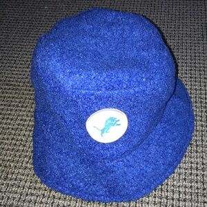 Detroit‎ Lions Blue Bouclé Bucket Hat with Lion Patch